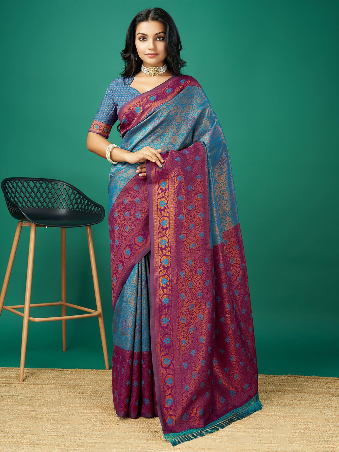 

Saree Exotica Woven Design Zari Pure Silk Banarasi Sarees, Teal