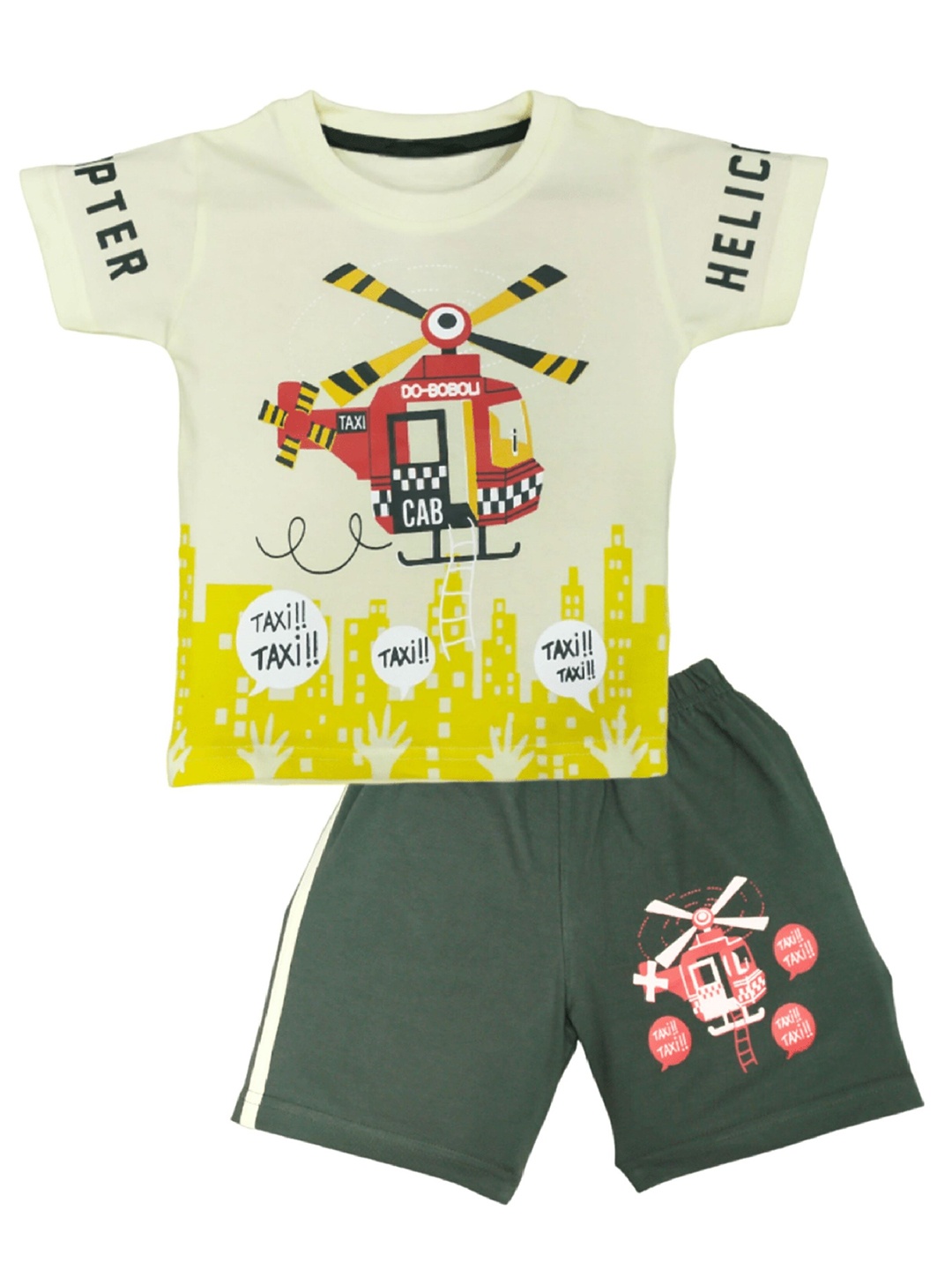 

BAESD Kids Graphic Printed Pure Cotton T-shirt With Shorts, Yellow