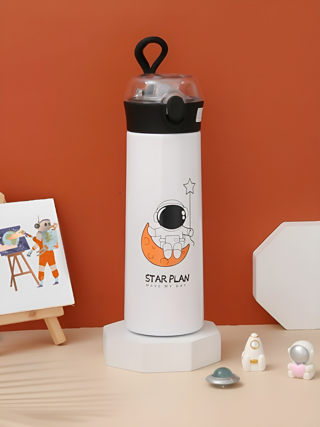

Yellow Bee White & Black Stainless Steel Printed Water Bottle 500 ML
