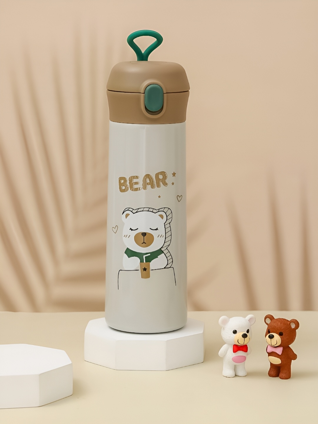 

Yellow Bee Brown & White Stainless Steel Printed Water Bottle 500 ML