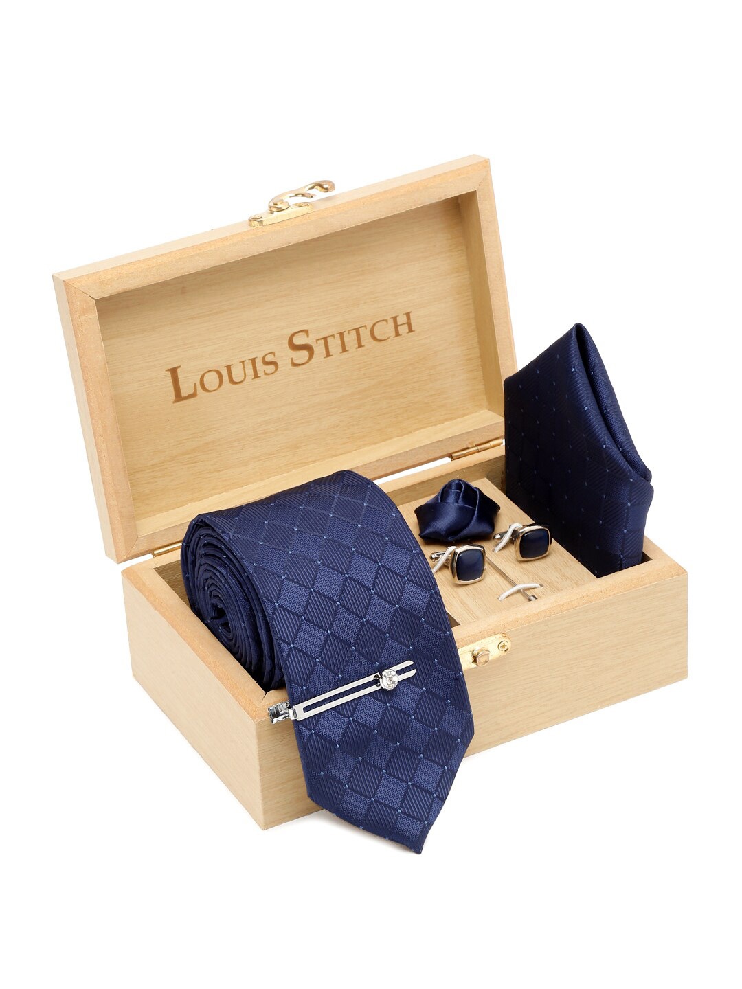 

LOUIS STITCH Men Necktie Accessory Gift Set, Blue