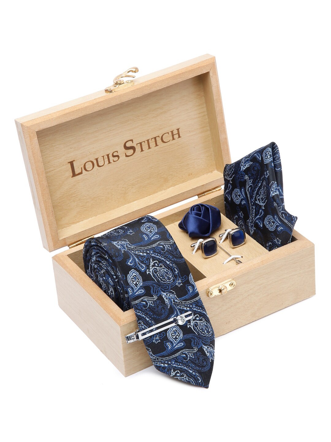 

LOUIS STITCH Men Necktie Accessory Gift Set, Blue