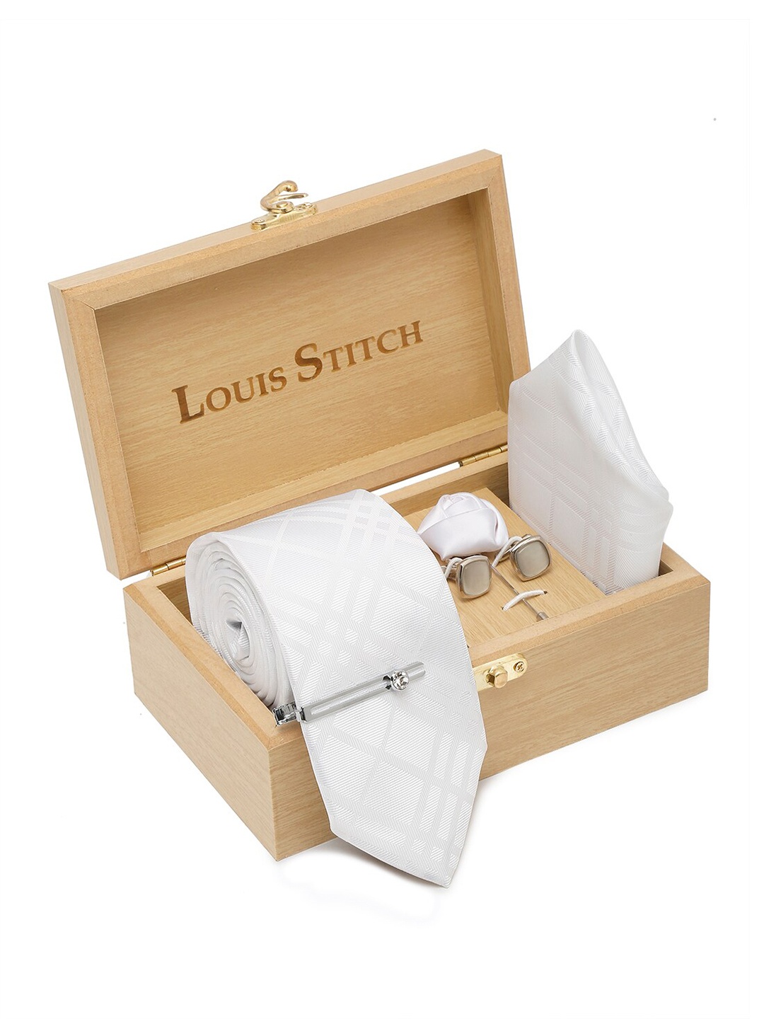 

LOUIS STITCH Printed Italian Silk Accessory Gift Set, White