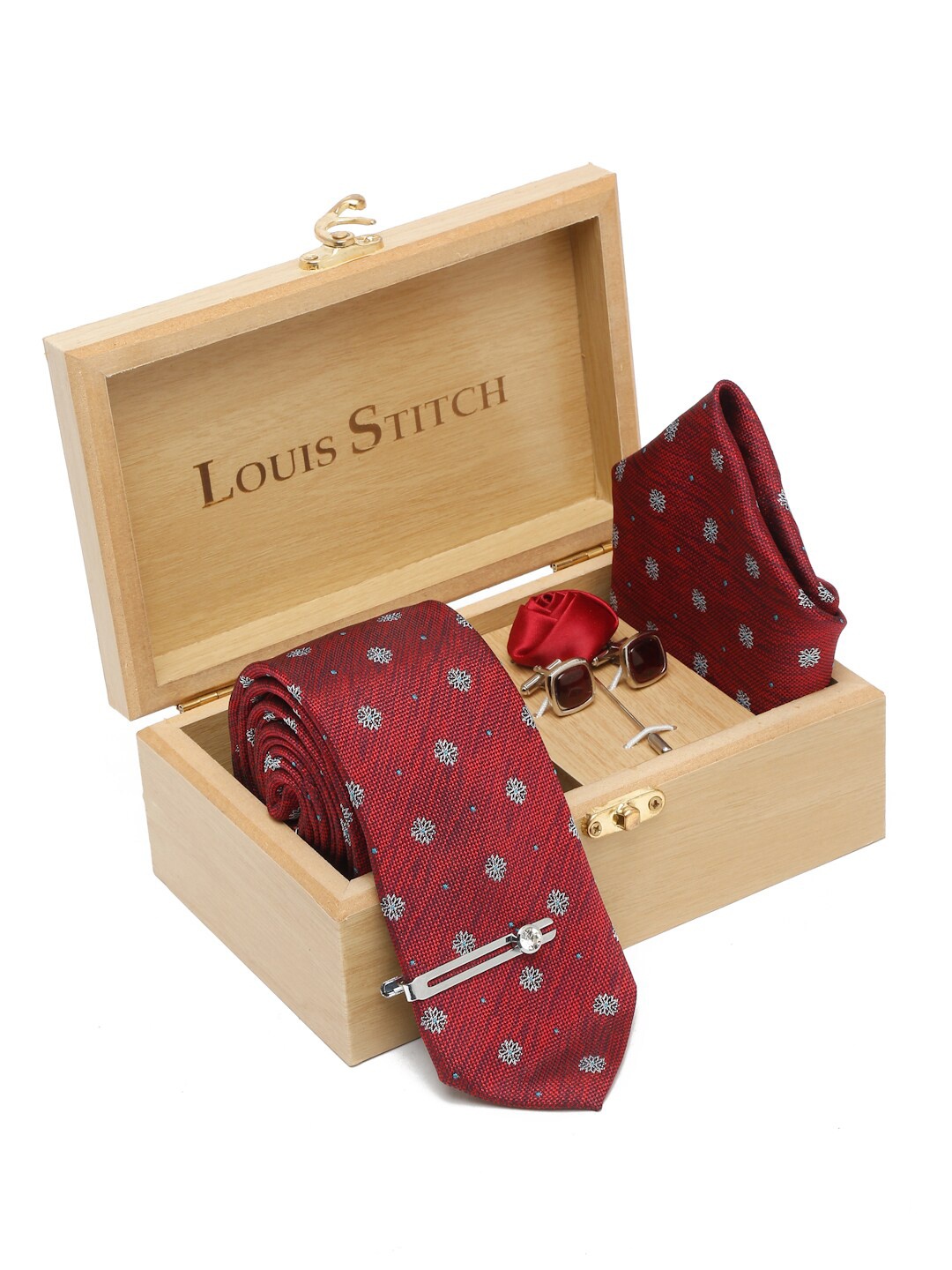 

LOUIS STITCH Printed Necktie Accessory Gift Set, Red