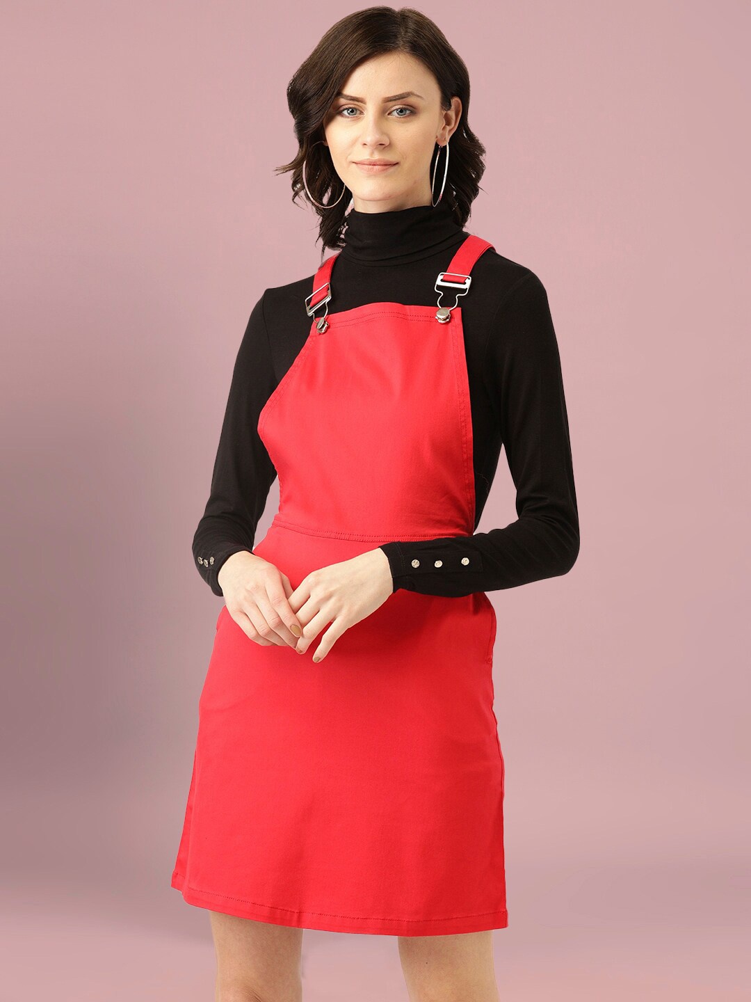 

urSense Cotton Dungarees With T-shirt, Red