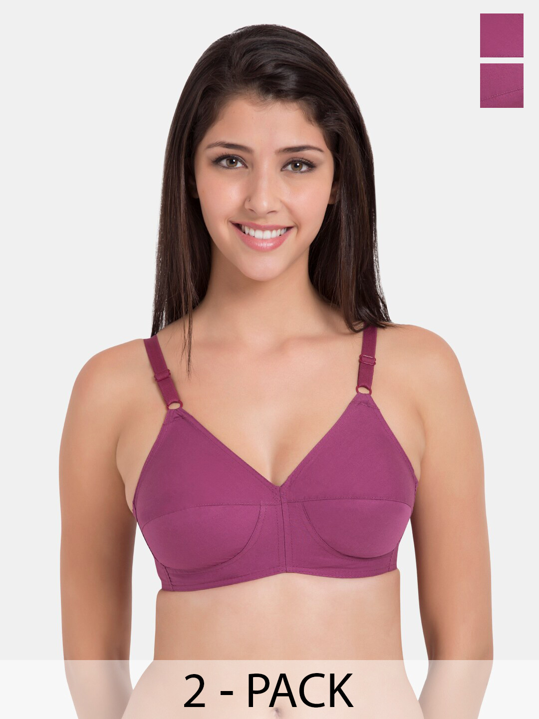 

Souminie Pack Of 2 Full Coverage Non-Padded Cotton Minimizer Bra - All Day Comfort, Magenta
