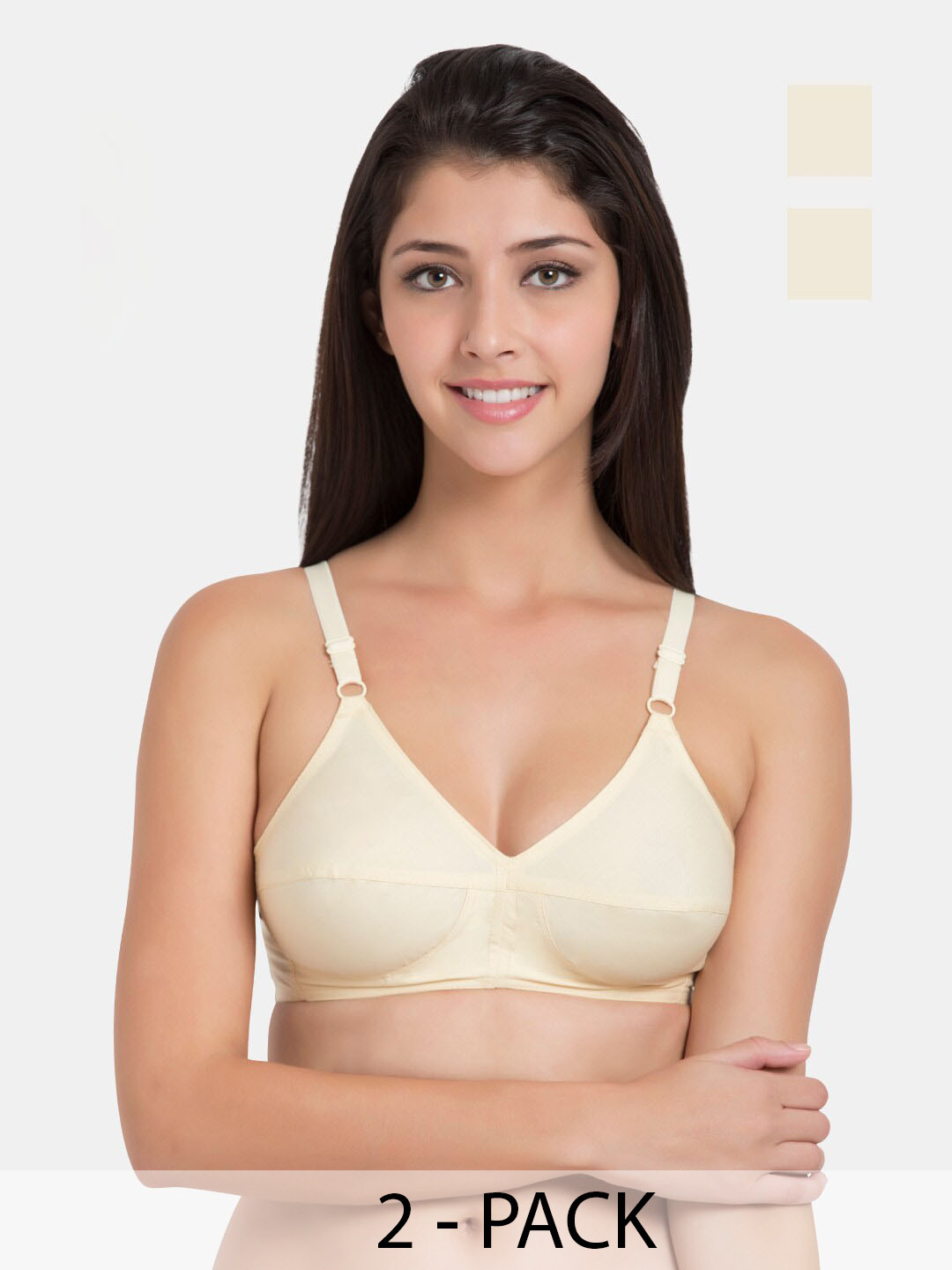 

Souminie Pack Of 2 Full Coverage All Day Comfort Cotton T-shirt Bra, Beige