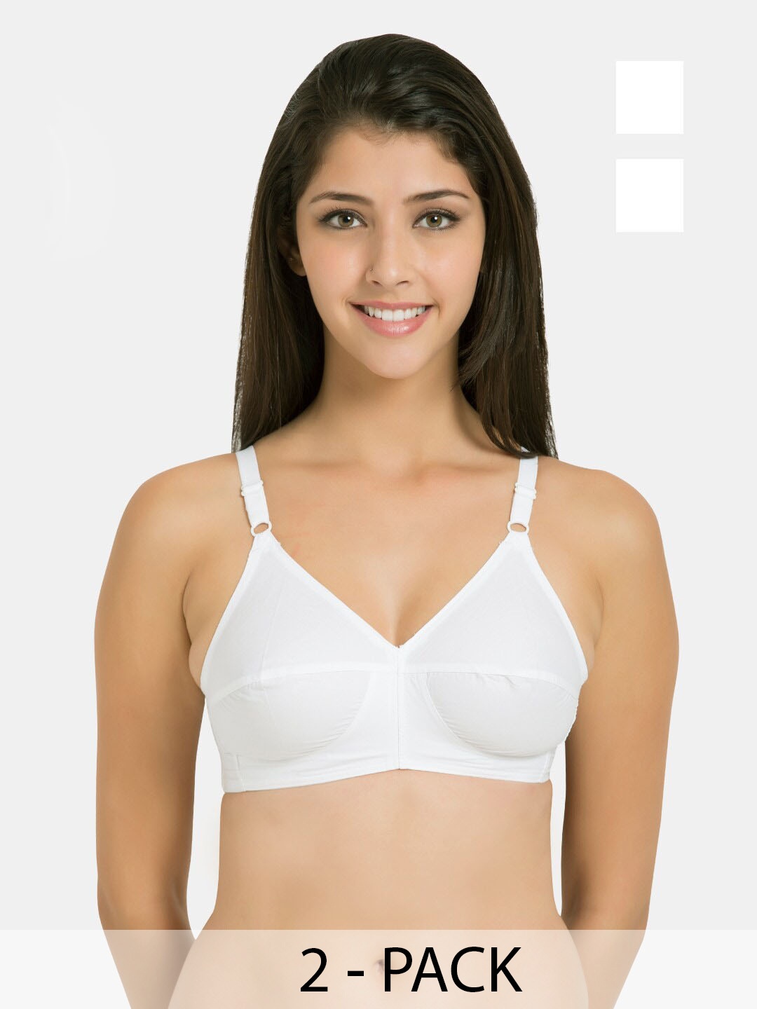 

Souminie Pack Of 2 Full Coverage Non-Padded Cotton Minimizer Bra - All Day Comfort, White