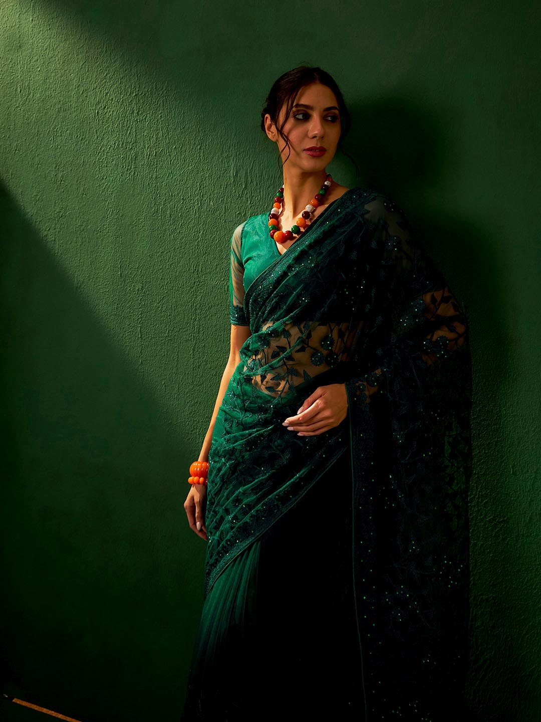 

Sangria Embroidered Sarees, Teal