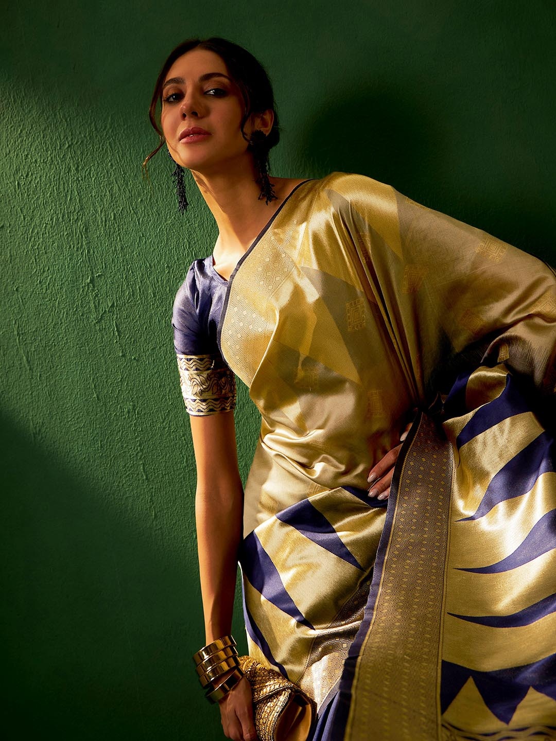 

Sangria Woven Designed Banarasi Saree, Navy blue