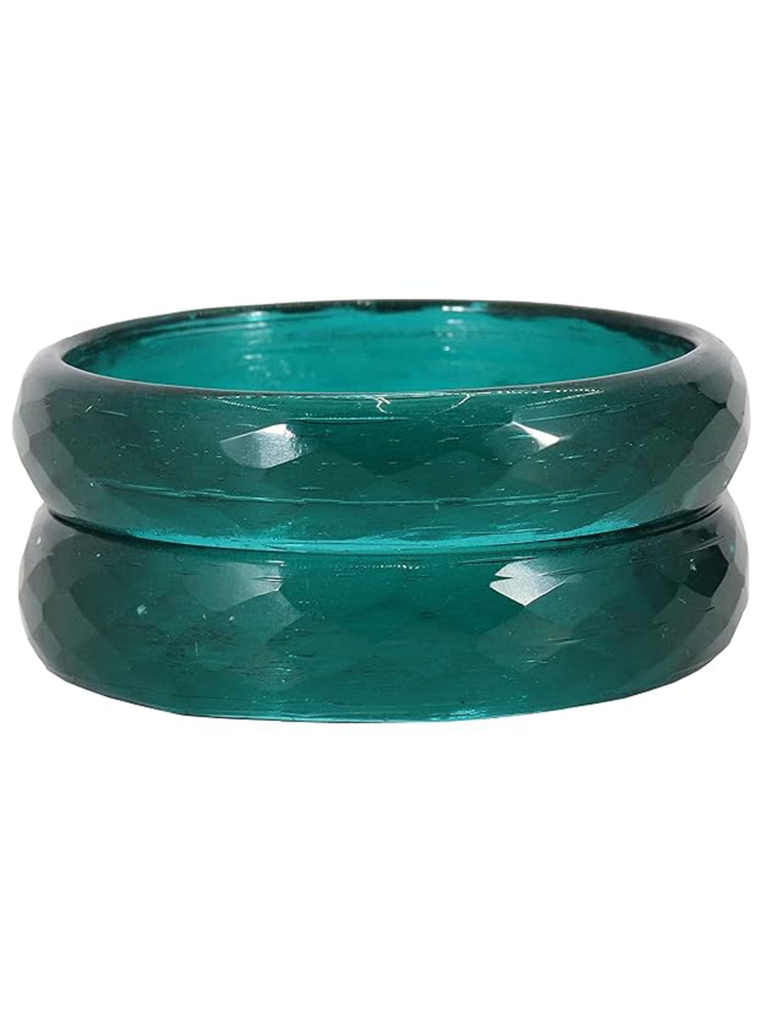 

NMII Set Of 2 Diamond Shaped Glossy Finished Bangles, Turquoise blue