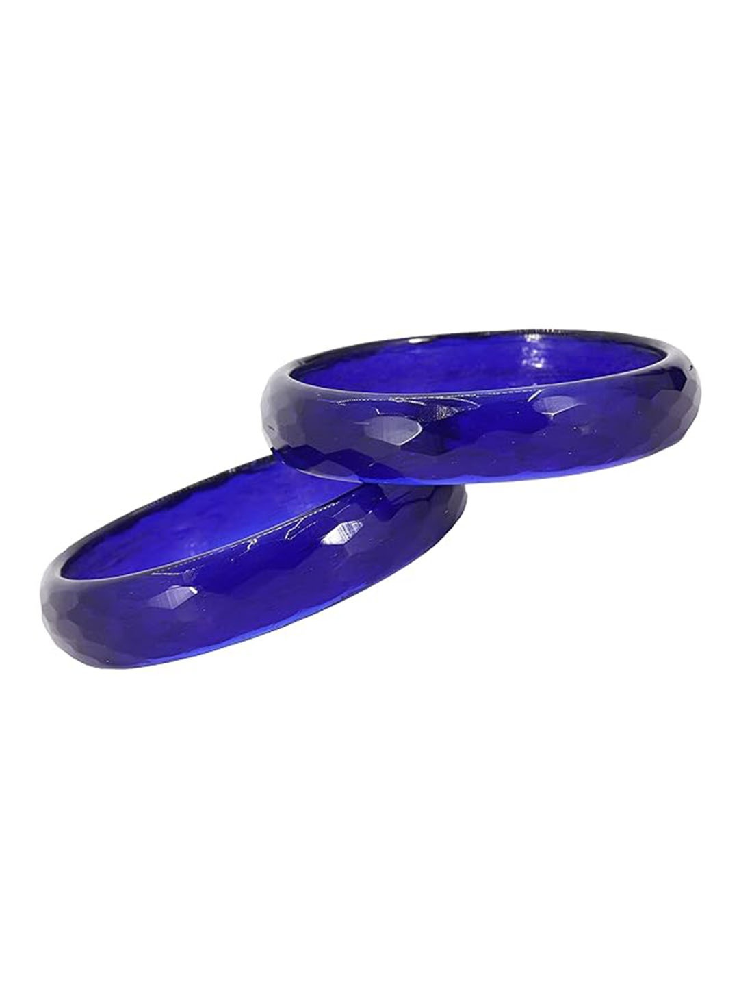 

NMII Set Of 2 Diamond Shaped Glossy Finished Glass Glossy Bangles, Navy blue