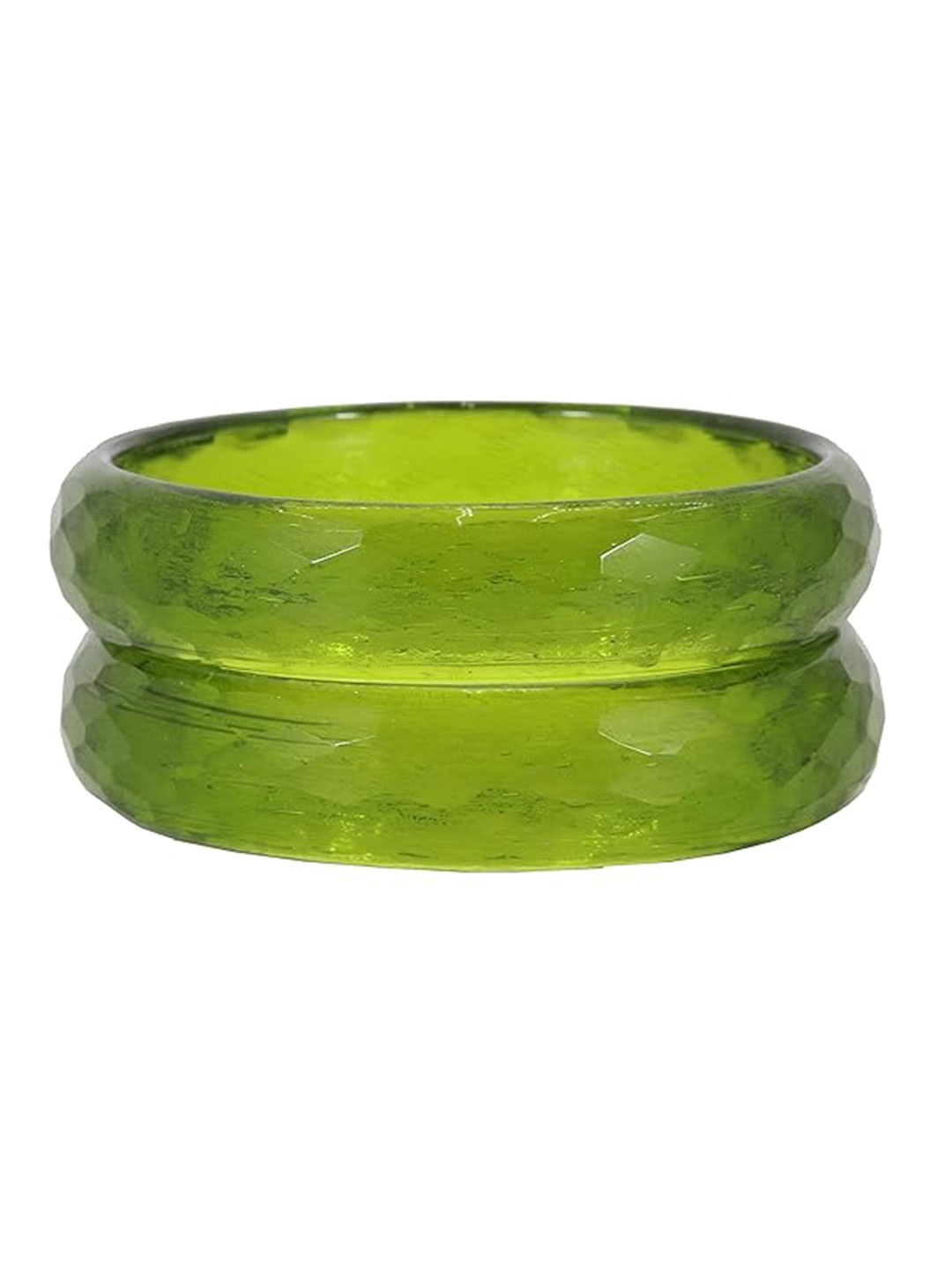 

NMII Set of 2 Textured Glossy Bangles, Lime green