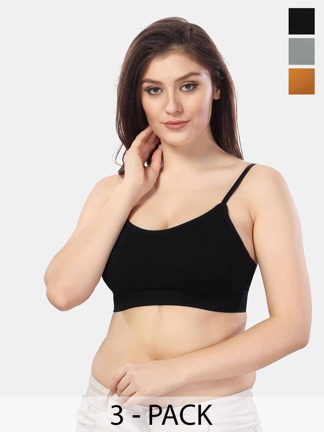 

Fabme Pack Of 3 Full Coverage Bralette With All Day Comfort, Black