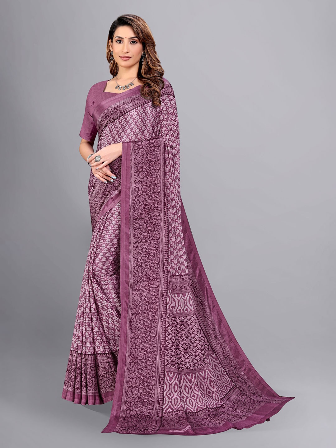 

VIMLA Ethnic Motifs Printed Art Silk Saree, Purple