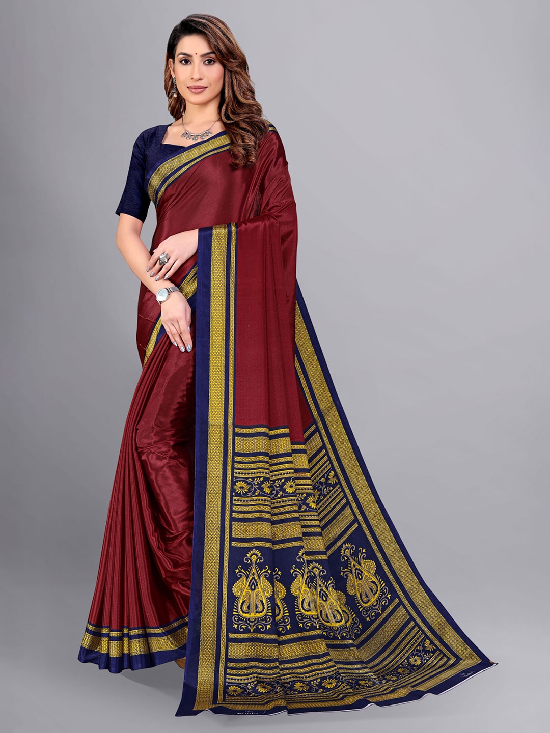 

VIMLA Solid Art Silk Saree, Maroon