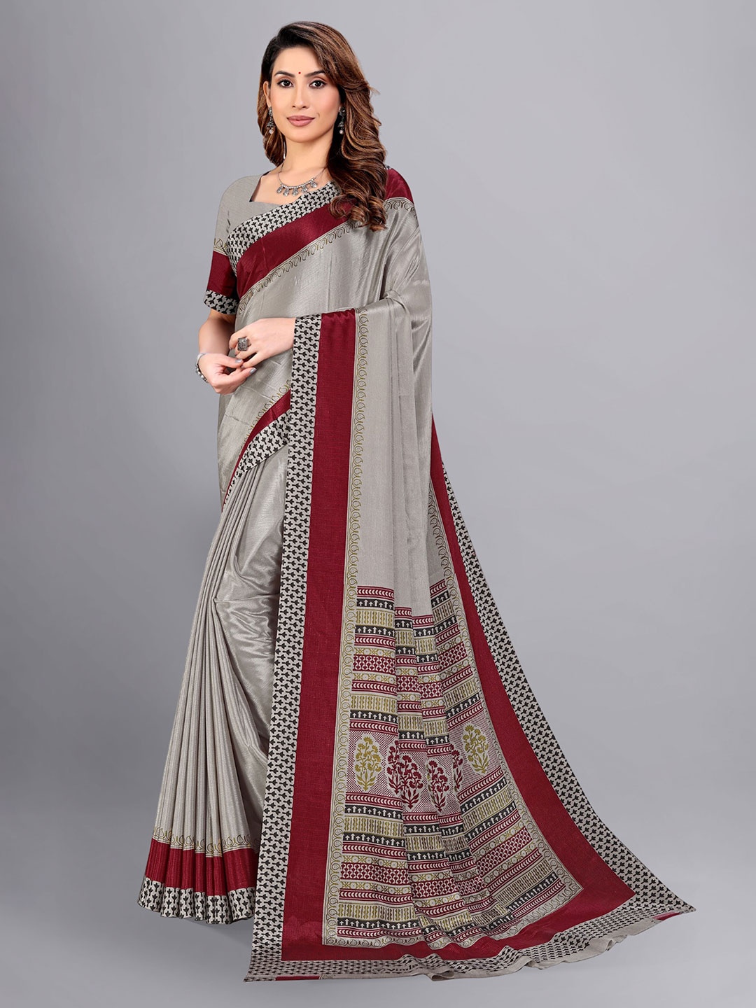 

VIMLA Solid Art Silk Saree, Grey