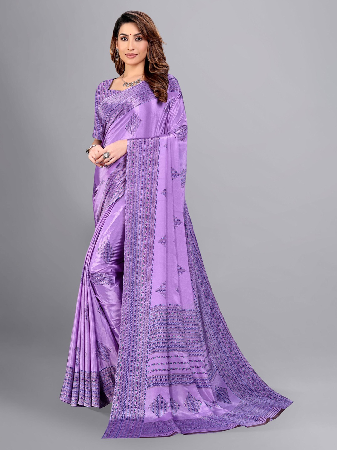 

VIMLA Ethnic Motifs Printed Art Silk Mysore Saree, Purple