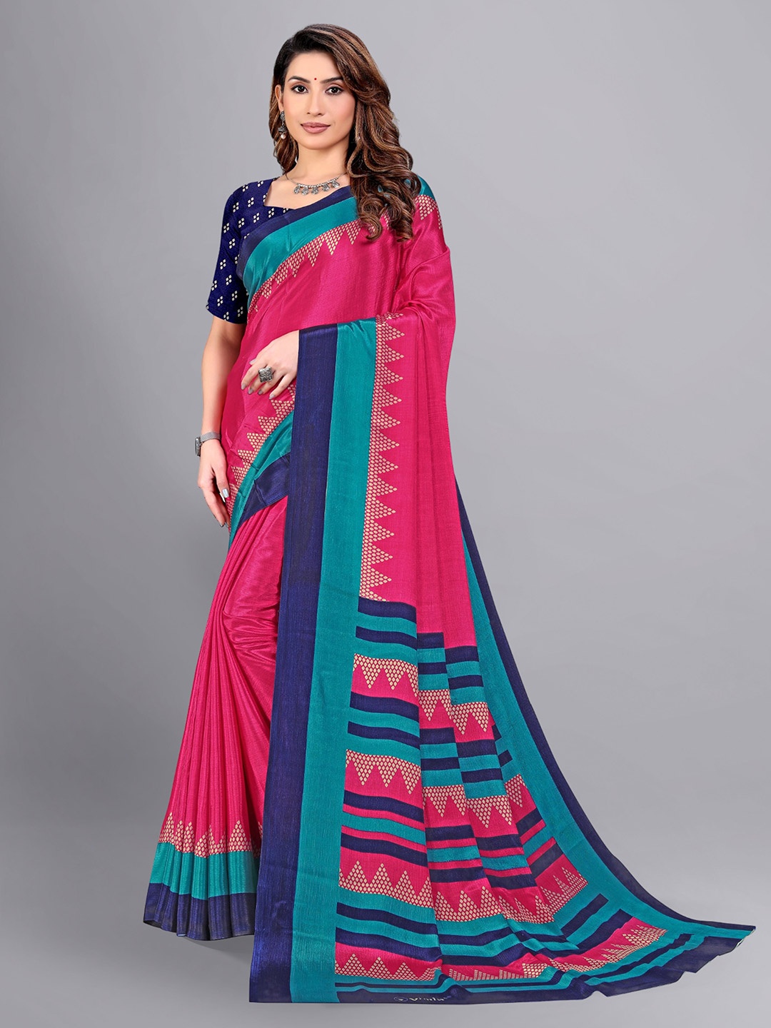 

VIMLA Solid Art Silk Saree, Pink