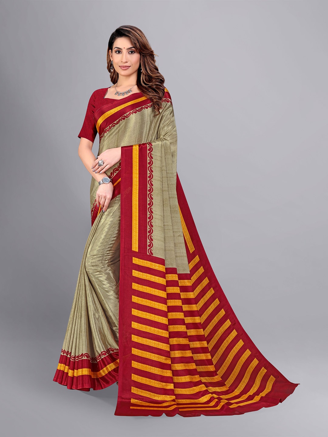 

VIMLA Solid Art Silk Saree, Cream