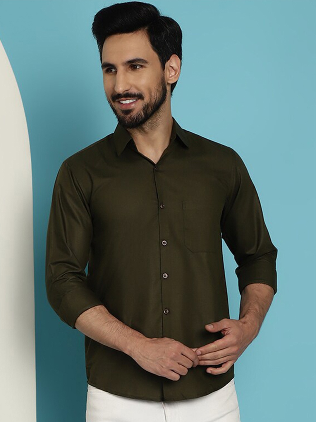 

Indian Needle Classic Cotton Casual Shirt, Green