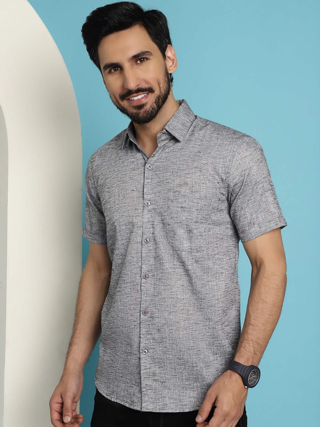 

Indian Needle Classic Cotton Casual Shirt, Grey