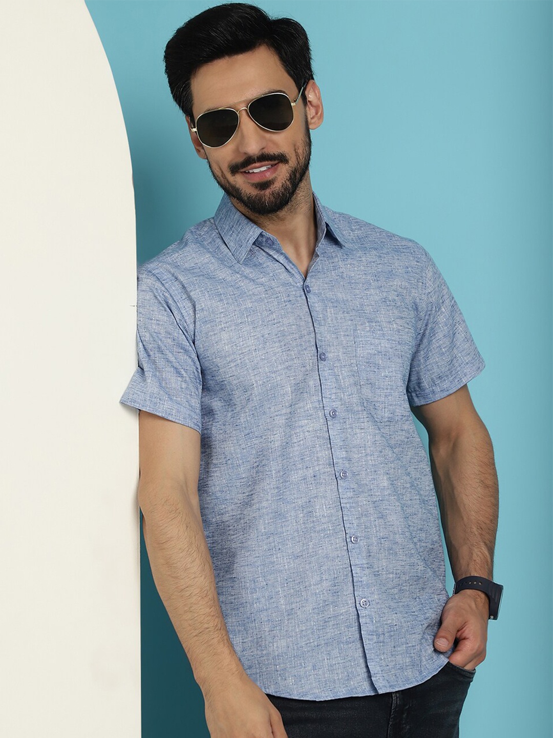 

Indian Needle Classic Cotton Casual Shirt, Blue