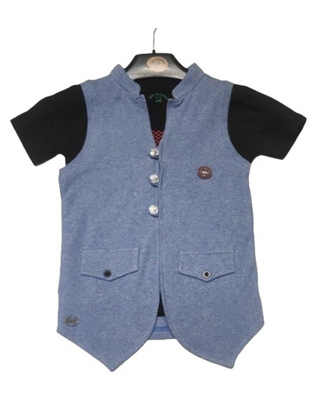 

BAESD Boys Mandarin Collar Cotton Waistcoat With T-Shirt, Blue