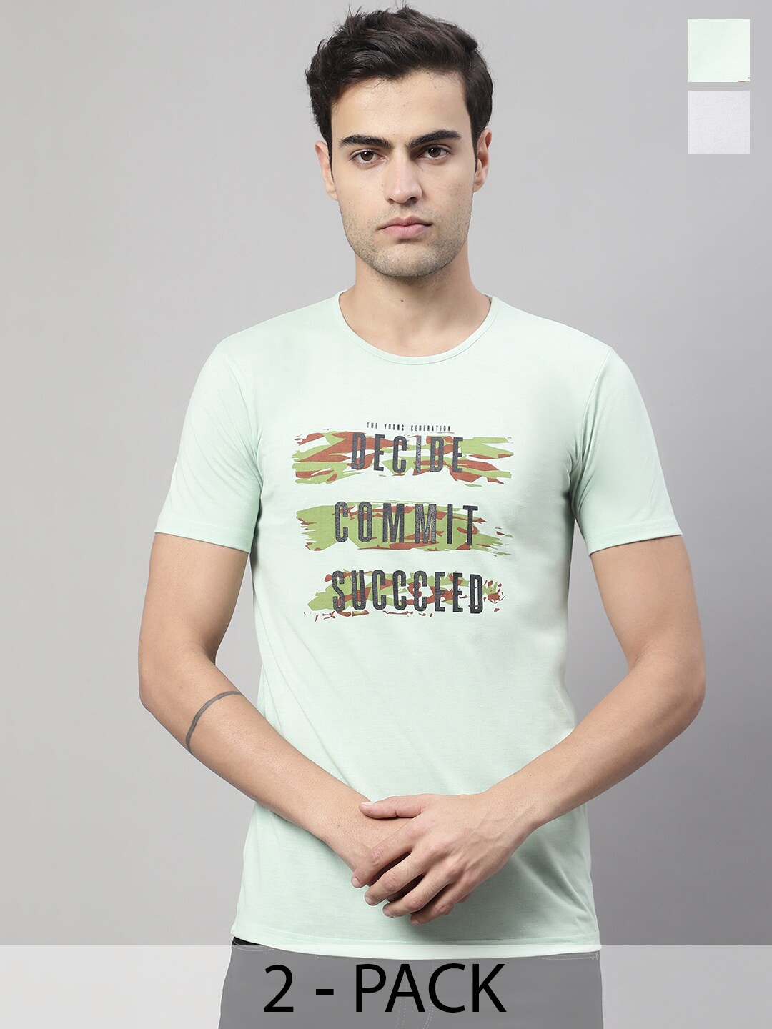 

MACK JONNEY Pack Of 2 Short Sleeves Cotton T-shirt, Sea green