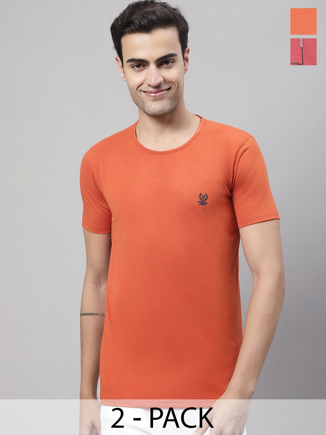 

MACK JONNEY Pack Of 2 Short Sleeves Cotton T-shirt, Orange