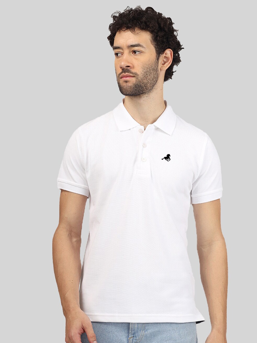 

Greylongg Polo Collar Short Sleeves T-shirt, White