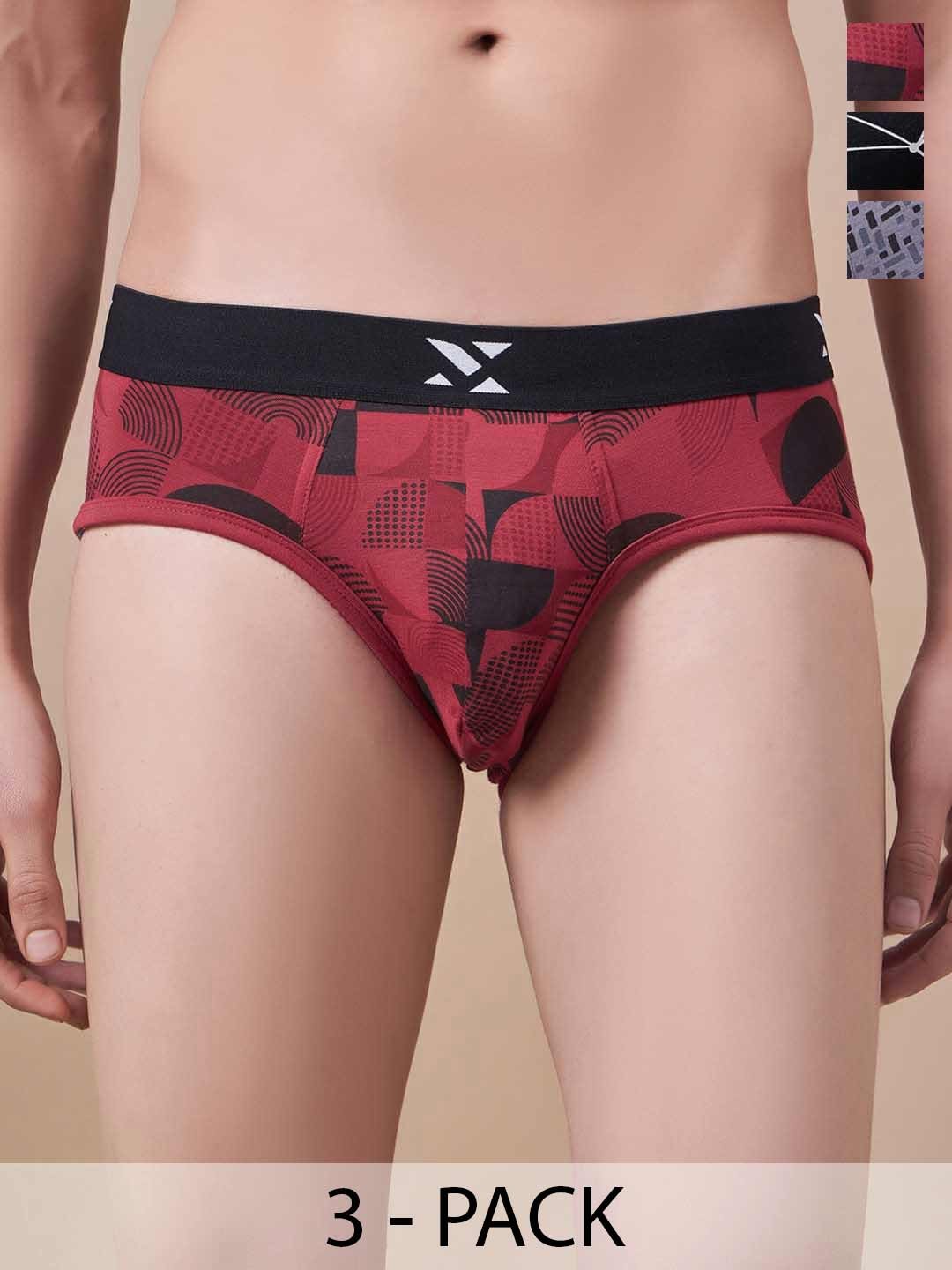 

Masch Sports Pack Of 3 Printed Antimicrobial Basic Briefs BRF-3-PRT-EI-RED-ET-BLK-GRY