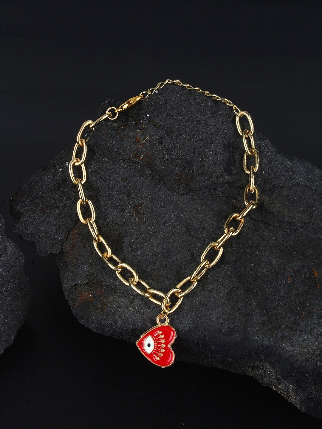 

DressBerry Gold-Toned Gold-Plated Artificial Stones Studded Charm Bracelet