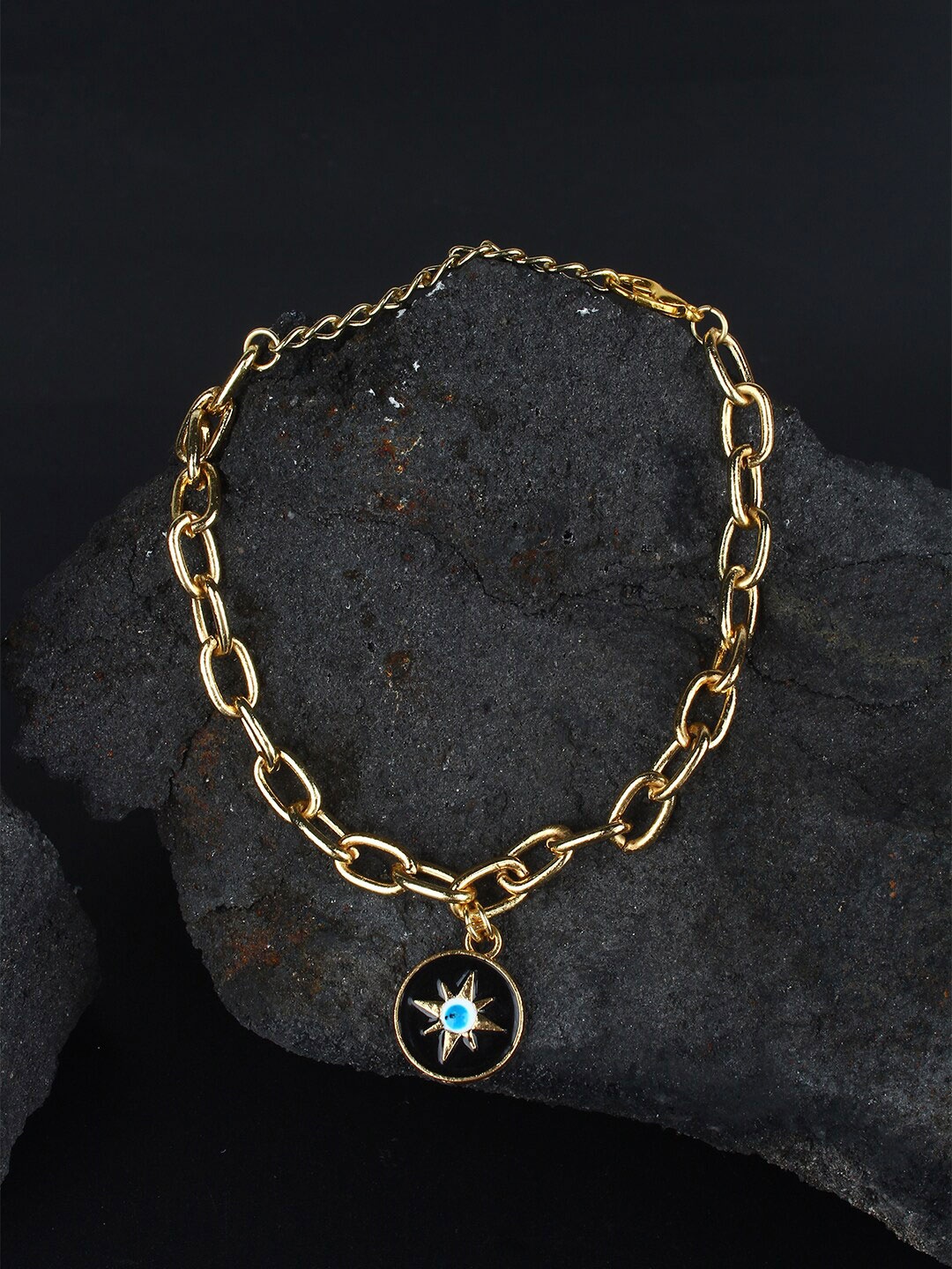 

DressBerry Gold-Toned Gold-Plated Artificial Stones Studded Charm Bracelet