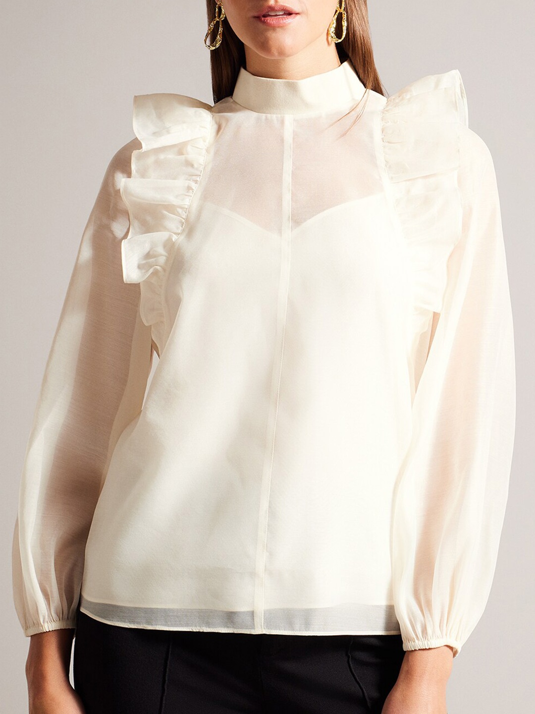 

Ted Baker High Neck Ruffled Top, Pink