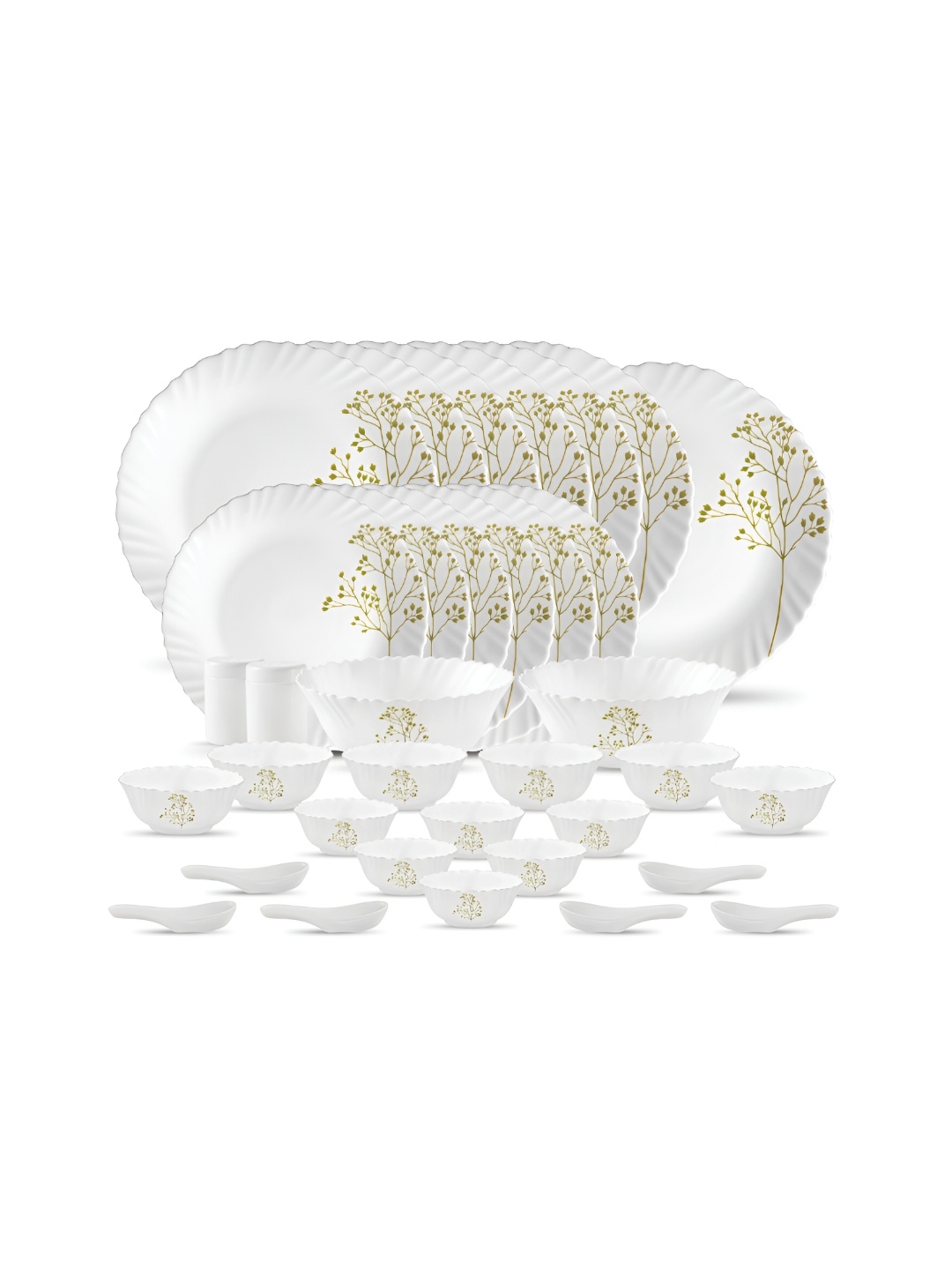 

Laopala White 35 Pieces Printed Opalware Glossy Dinner Set