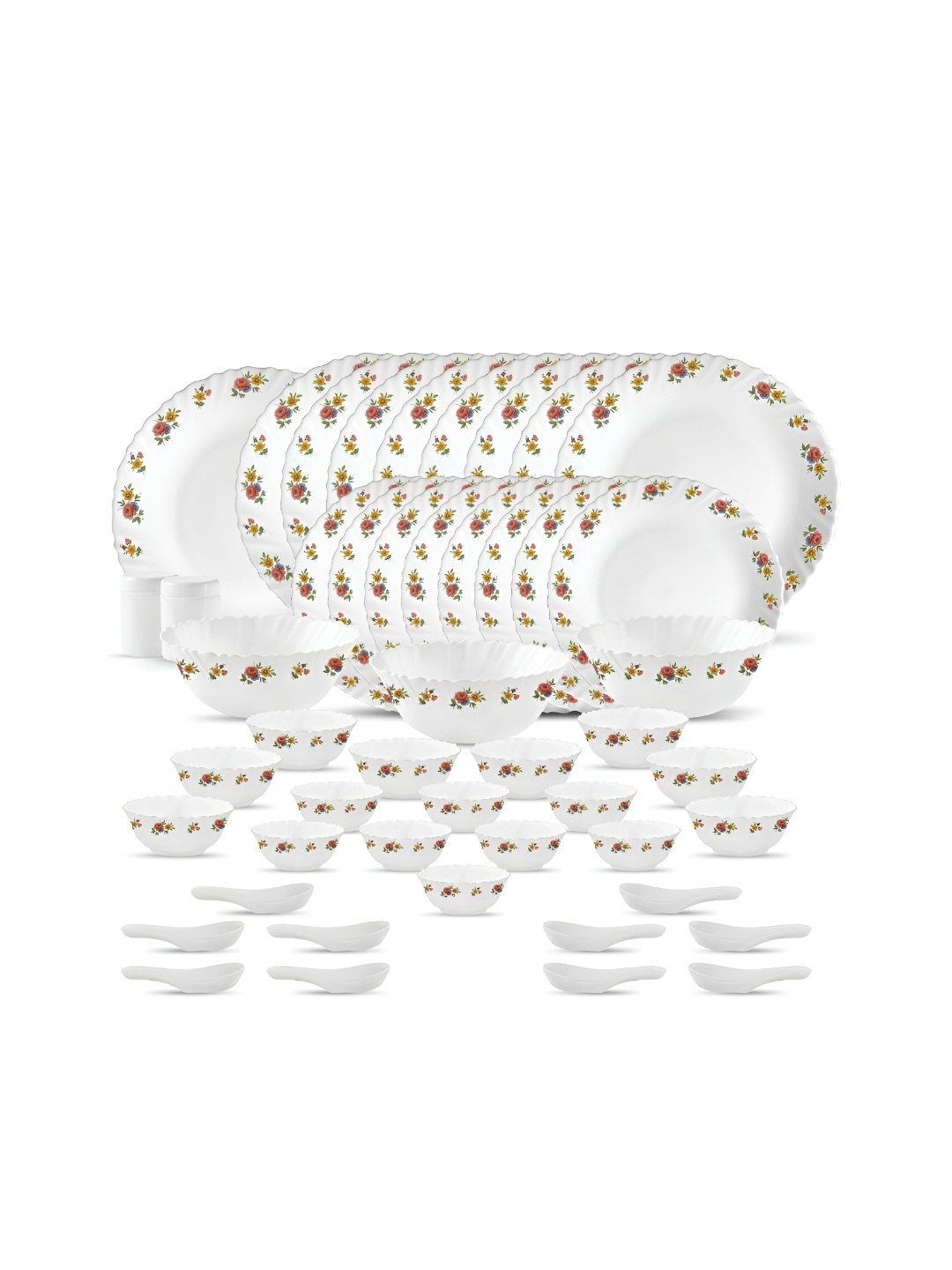 

Laopala White 46 Pieces Printed Opalware Glossy Dinner Set