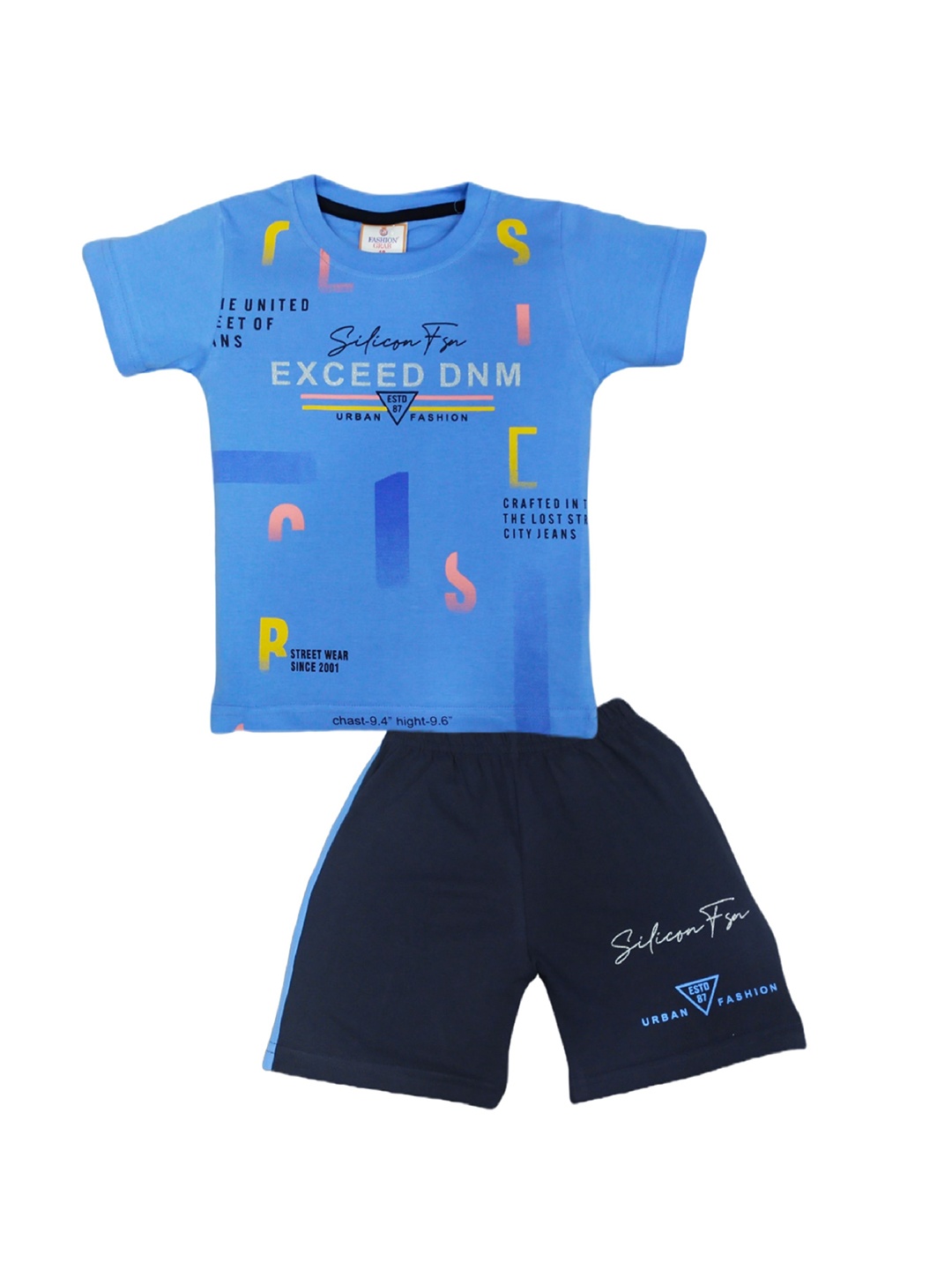 

BAESD Infants Printed Pure Cotton T-shirt with Shorts, Blue