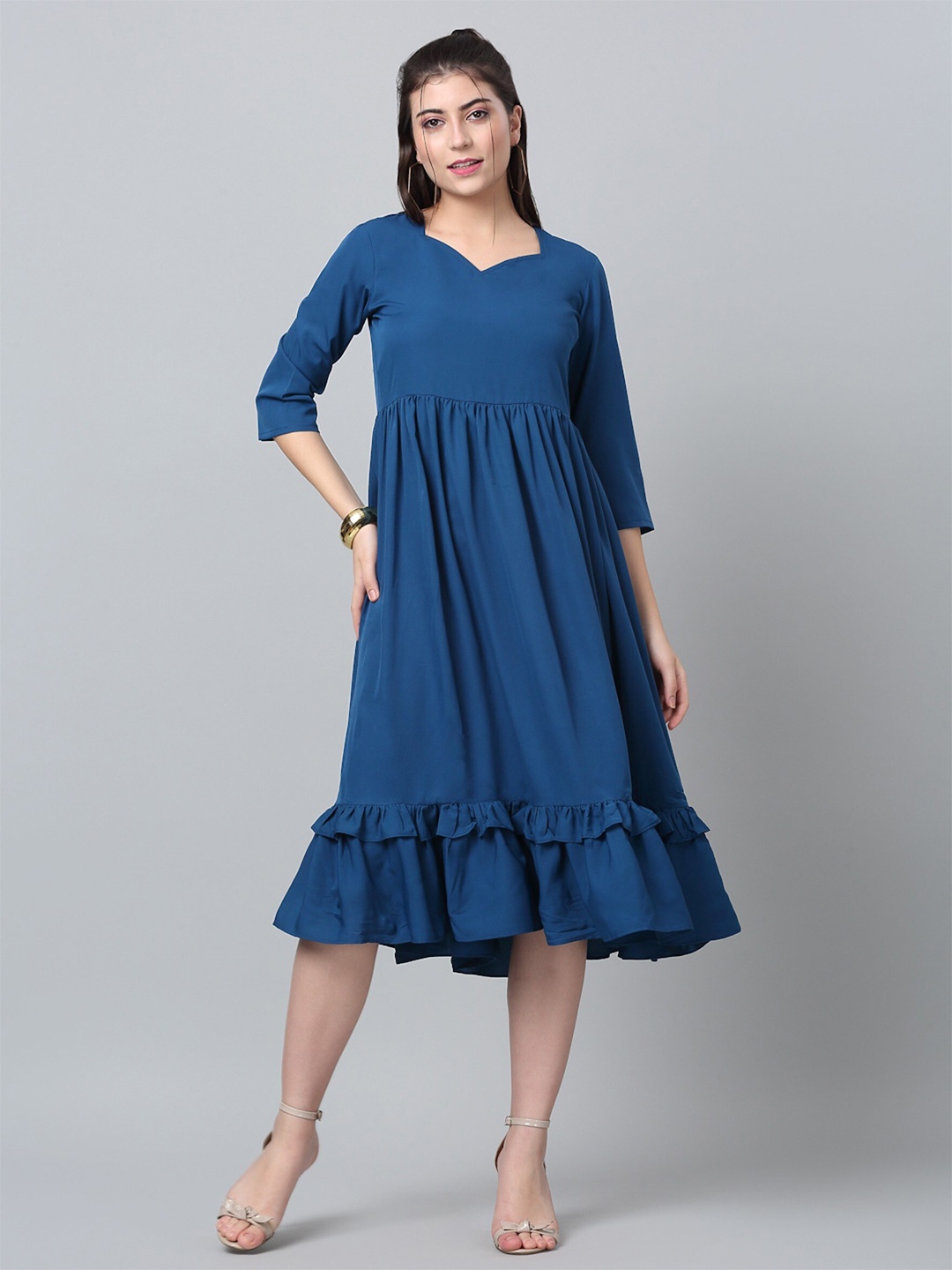 

Femvy Fit & Flare Midi Dress, Blue