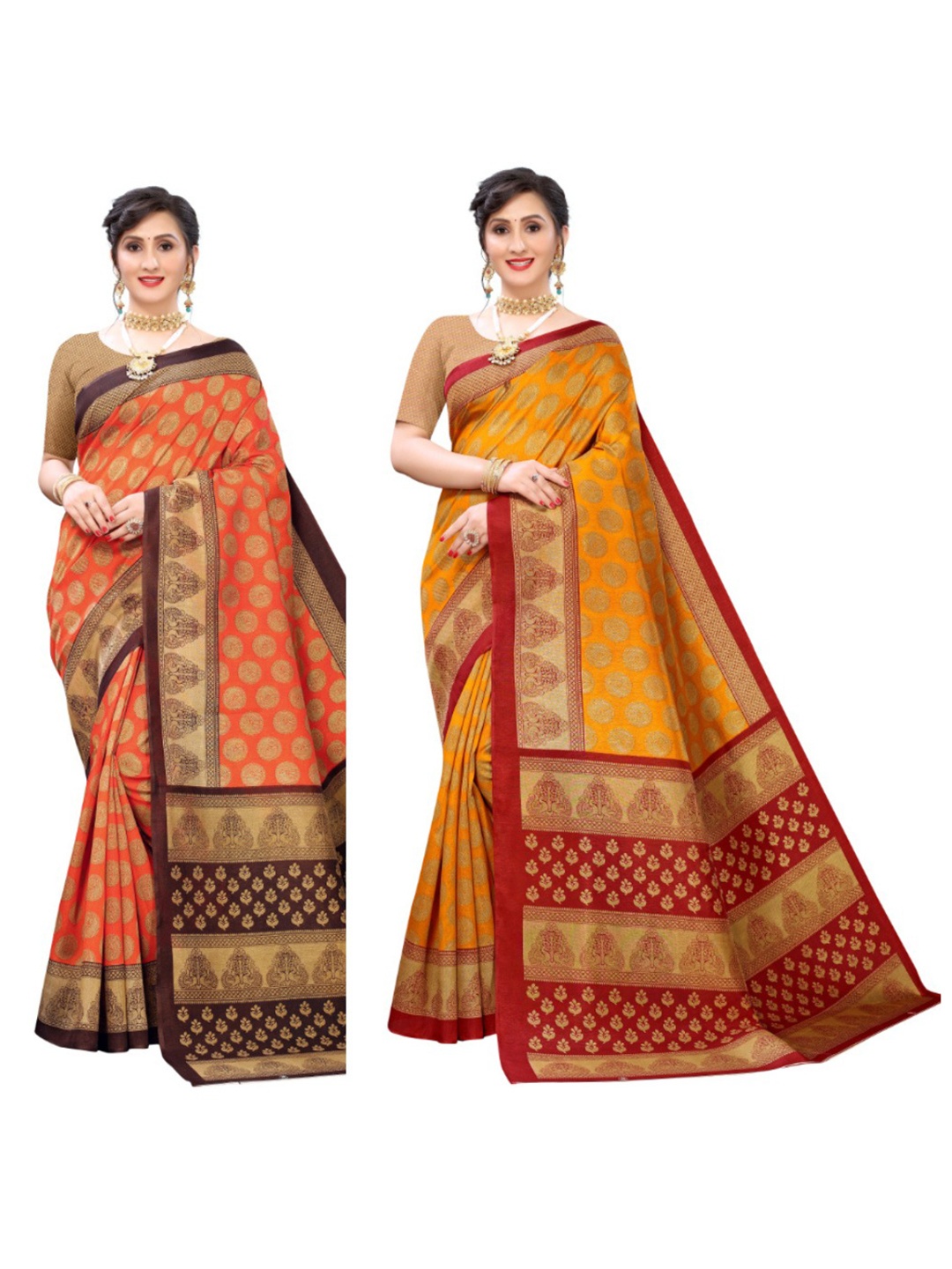 

KALINI Selection Of 2 Ethnic Motifs Printed Saree, Yellow