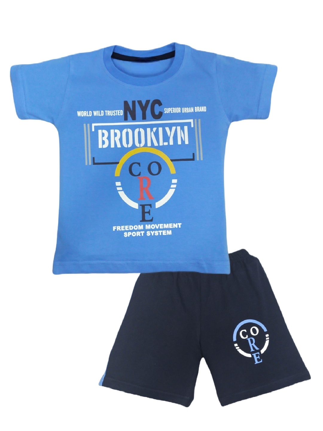 

BAESD Infants Typography Printed Pure Cotton T-shirt With Shorts, Blue