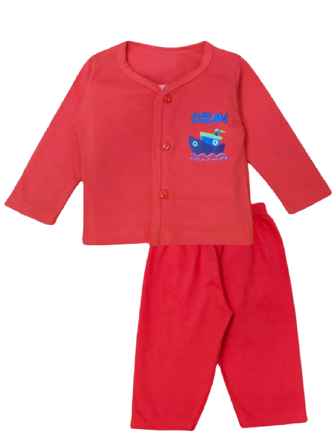 

BAESD Infants Printed Pure Cotton T-shirt with Pyjamas, Red