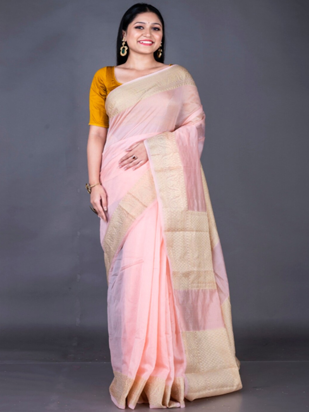 

Morchari Zari Pure Silk Banarasi Saree, Pink