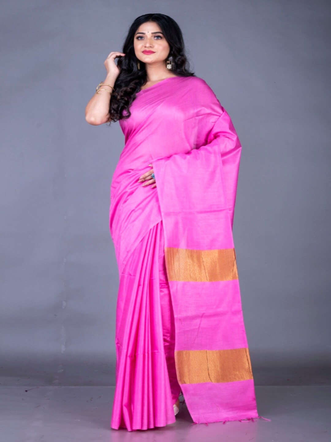 

Morchari Zari Bhagalpuri Saree, Pink