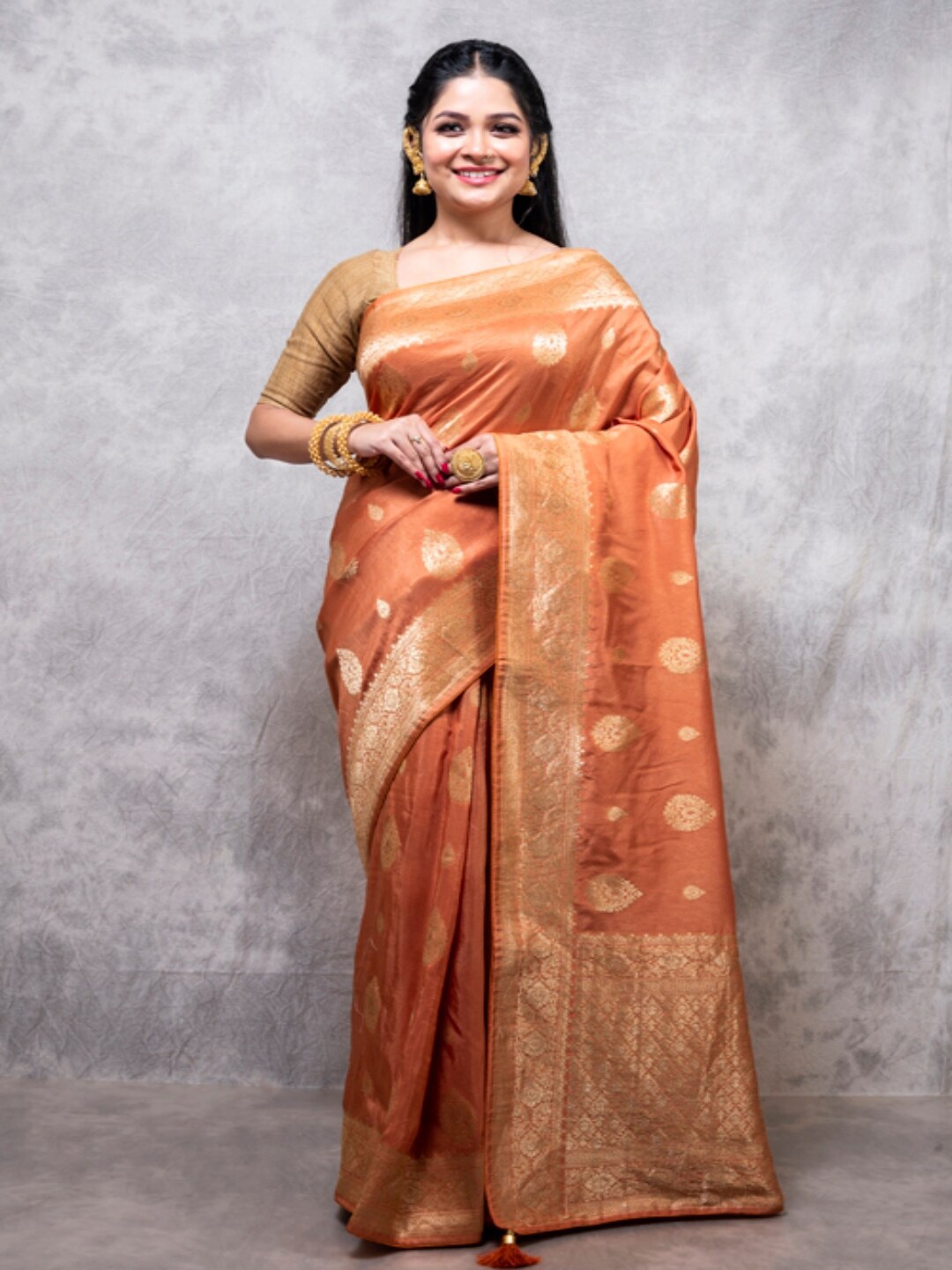 

Morchari Ethnic Motifs Woven Design Zari Pure Silk Saree, Brown