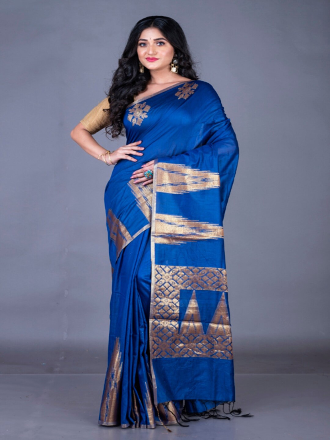 

Morchari Woven Design Ethnic Motifs Zari Banarasi Saree, Blue