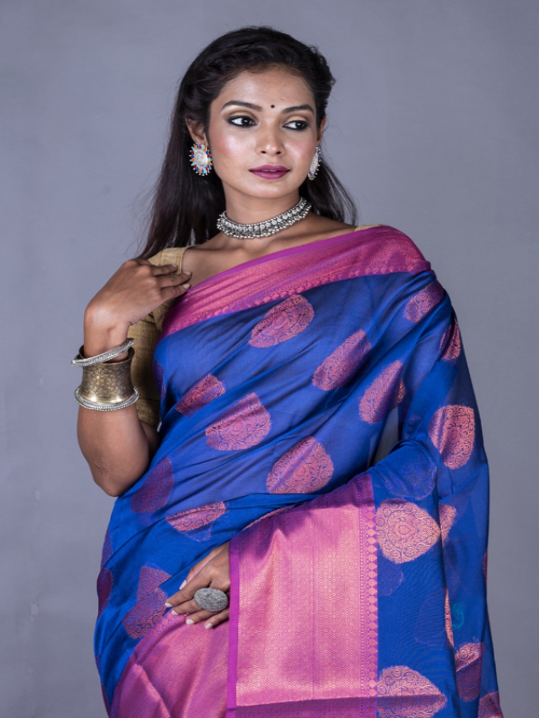 

Morchari Woven Design Zari Banarasi Saree, Blue