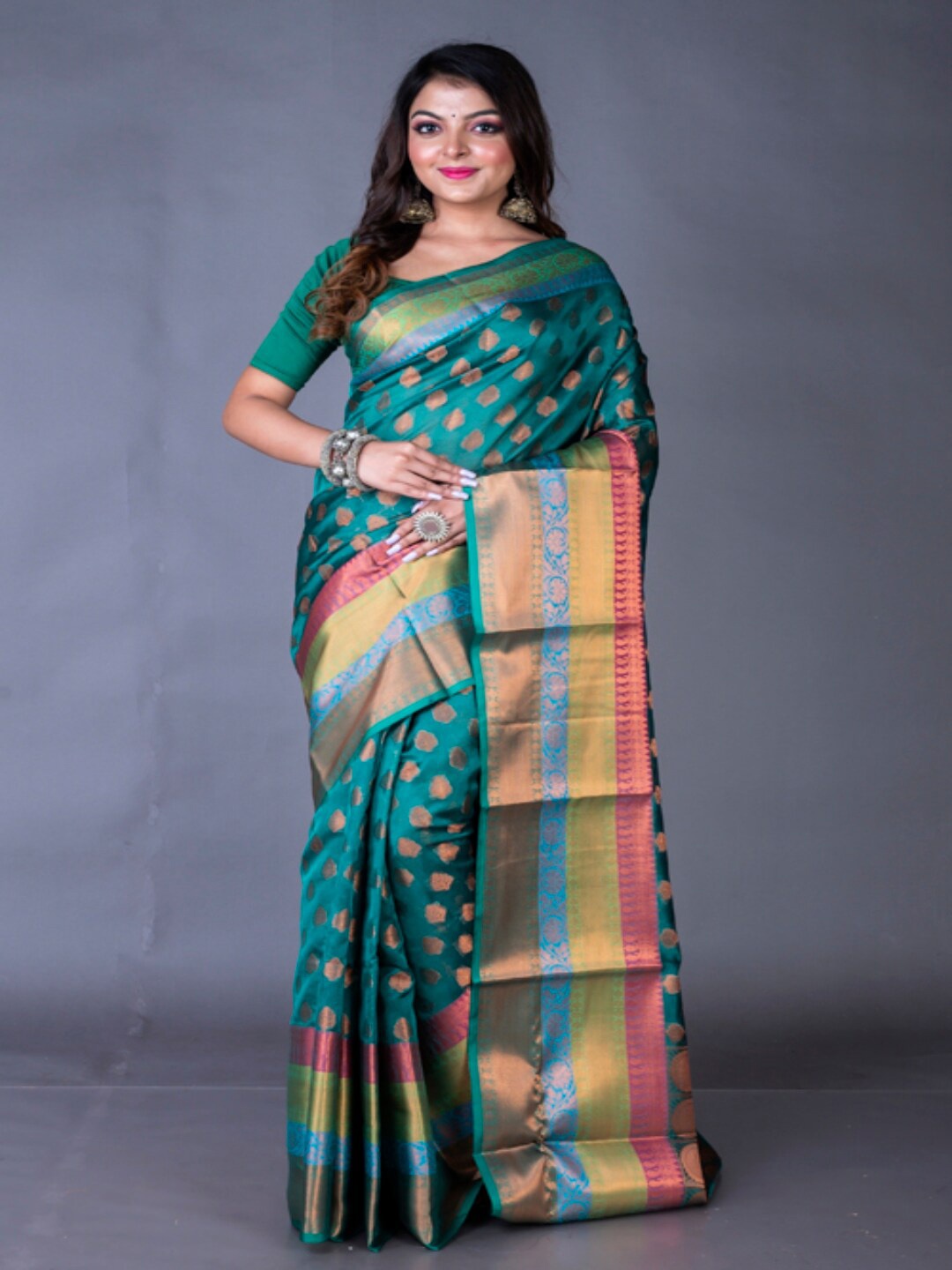

Morchari Ethnic Design Woven Design Zari Banarasi Saree, Sea green