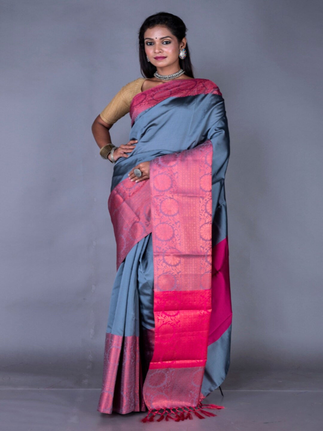 

Morchari Woven Design Zari Banarasi Saree, Grey