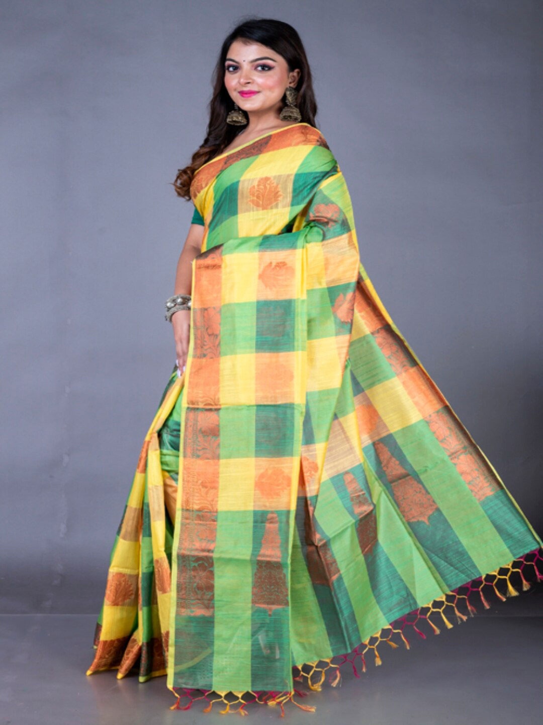 

Morchari Woven Design Zari Pure Cotton Banarasi Saree, Yellow